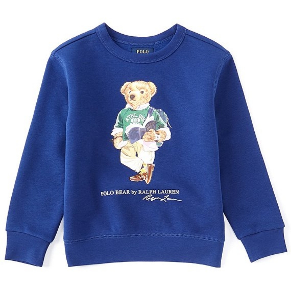 Polo Bear Fleece Sweatshirt in Harison Blue Boy size M (10-12)